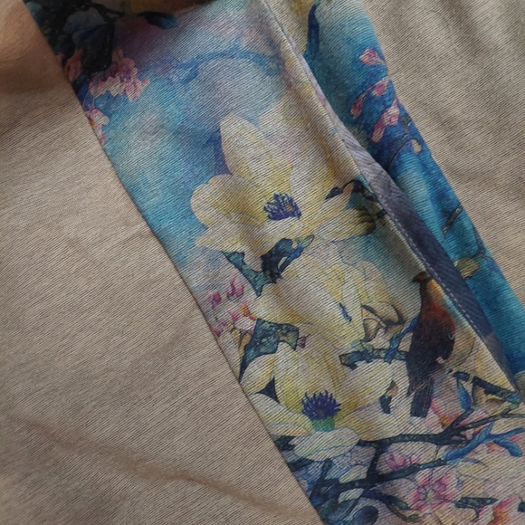 Soft Surroundings PM Bird Print‎ Topper Cardigan Duster Jacket Asymmetraical - Picture 3 of 7